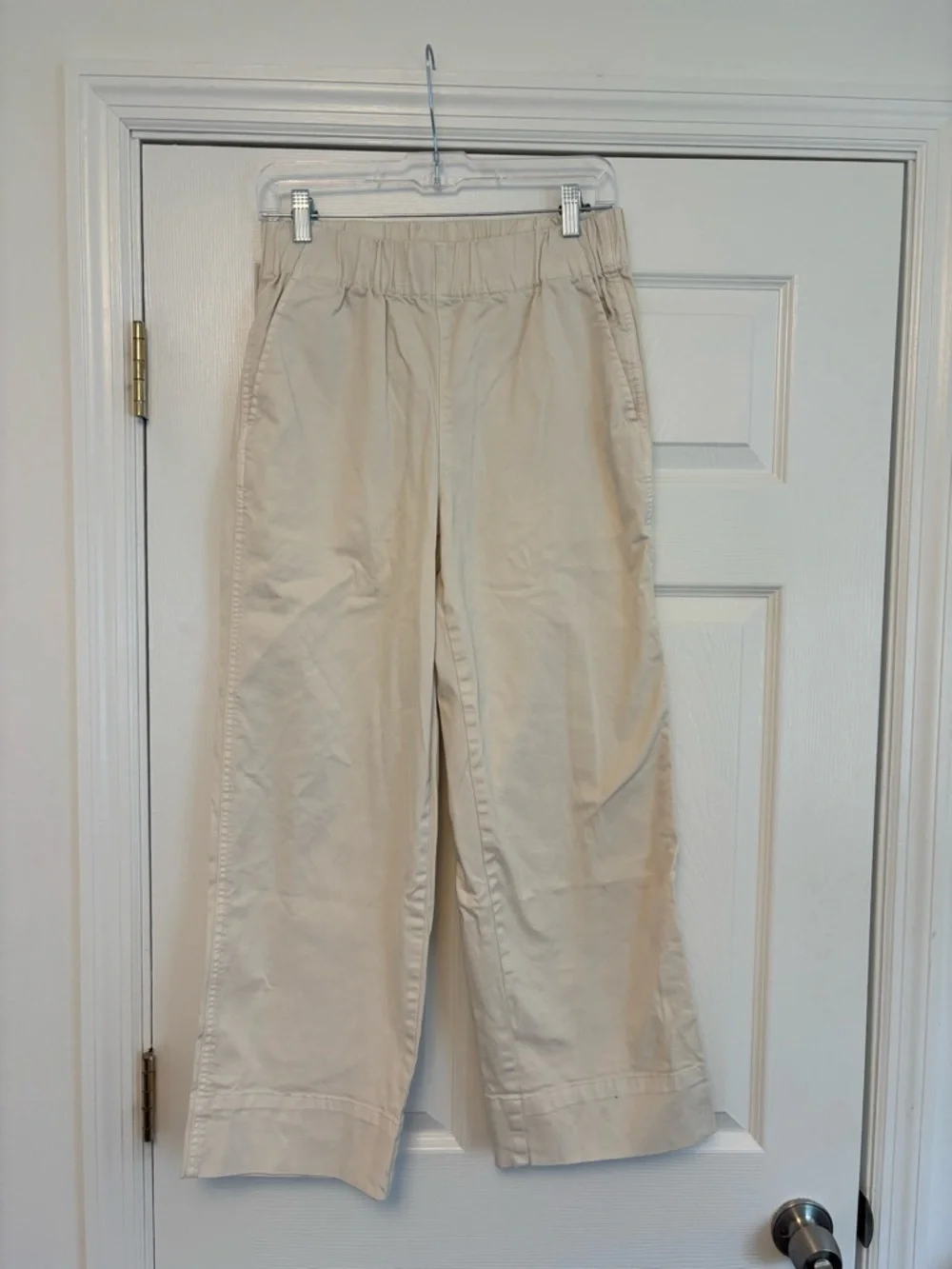 J.Crew Astrid Wide Leg Chino Pants Cream BH357 Size Small Pull On
